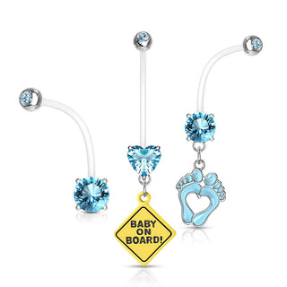 Piercing ombligo Pack Circonita, 3 piezas