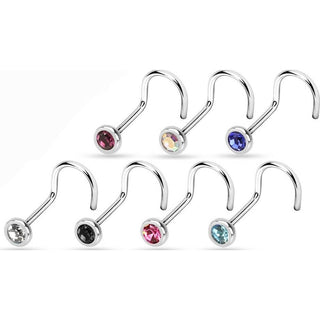 Nariz Screw Circonita Redonda Plata, 7 piezas