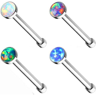 Nariz Stud Ópalo Redondo Plata, 4 piezas
