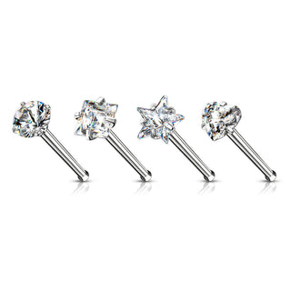 Nariz Stud Pack Circonita Plata, 4 piezas