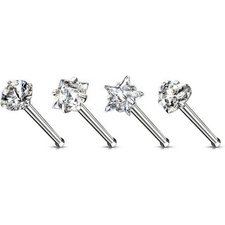 Nariz Stud Pack Circonita Plata, 4 piezas