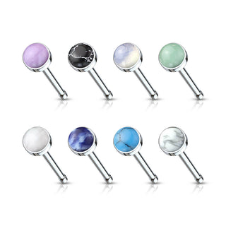 Nariz Stud Piedra semipreciosa redonda, 8 piezas