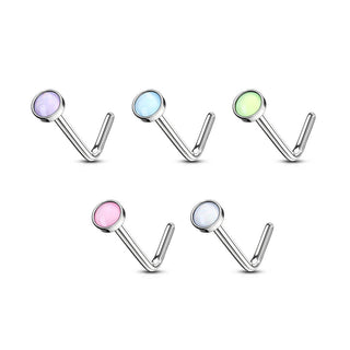 Nariz en L Piedra sintética luminosa Plata, 5 piezas
