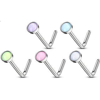 Nariz en L Piedra sintética luminosa Plata, 5 piezas