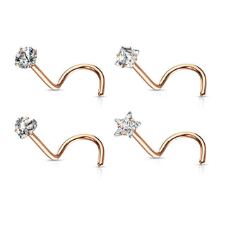 Nariz Screw Pack Circonita Plata, 4 piezas