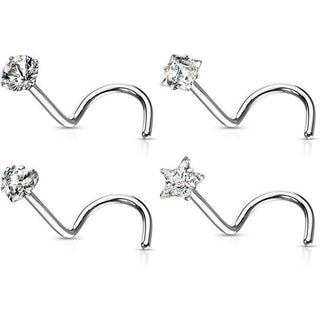 Nariz Screw Pack Circonita Plata, 4 piezas