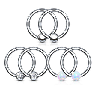 Anillo Bola Circonita Ópalo Plata Cierre de bola, 3 pares