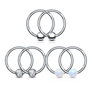 Anillo Bola Circonita Ópalo Plata Cierre de bola, 3 pares