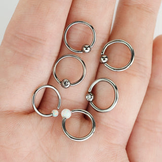 Anillo Bola Circonita Ópalo Plata Cierre de bola, 3 pares