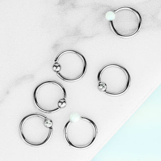 Anillo Bola Circonita Ópalo Plata Cierre de bola, 3 pares