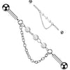 Industrial Barbell 3 Pearl Connector Dangle Chain