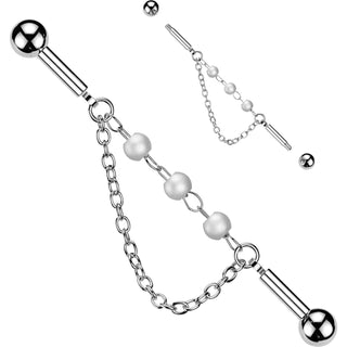 Industrial Barbell 3 Pearl Connector Dangle Chain