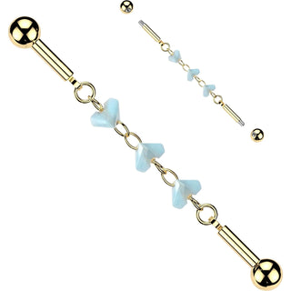 Industrial Barbell Turquoise Glass Bead Connector Chain