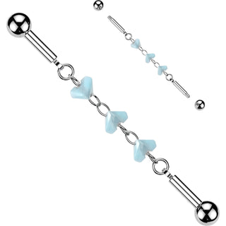 Industrial Barbell Turquoise Glass Bead Connector Chain