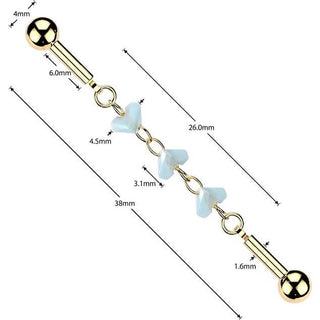 Industrial Barbell Turquoise Glass Bead Connector Chain