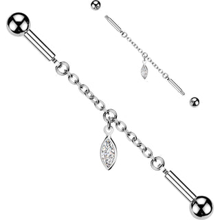 Industrial Barbell Marquise Dangle Connector Chain