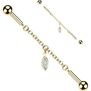 Industrial Barbell Marquise Dangle Connector Chain