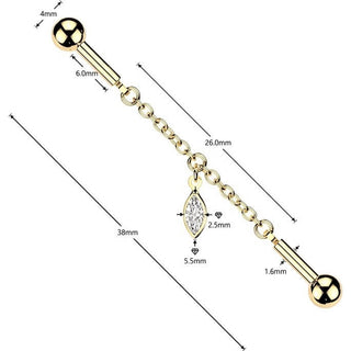 Industrial Barbell Marquise Dangle Connector Chain