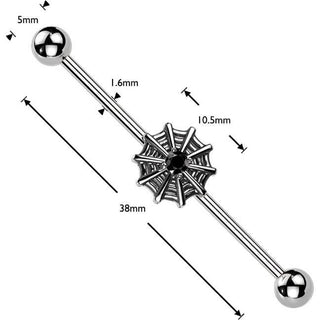 Industrial Barbell spiderweb cubic zirconia center