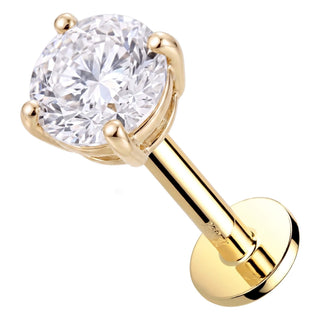Solid Gold 14 Carat Labret Round Four Prong Stone Internally Threaded