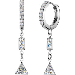 Earring Rectangle and Triangle Cubic Zirconia Dangle 1 Pair