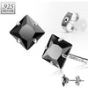 Silver 925 Stud Earring Sterling Silver Clear Square Cut Cubic Zirconia Stud Earring 1 Pair