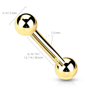 Oro 14kt Barbell Bola Push In