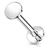 Solid Gold 14 Carat Labret Round Flat Push-In