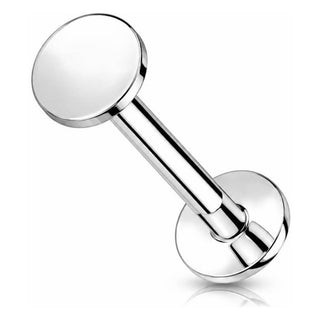Solid Gold 14 Carat Labret Round Flat Push-In