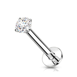 Oro 14kt Circonita redonda Push In Labret