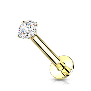 Oro 14kt Circonita redonda Push In Labret