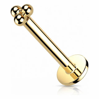Oro 14kt Adorno con Labret Triángulo Bola Push In Labret