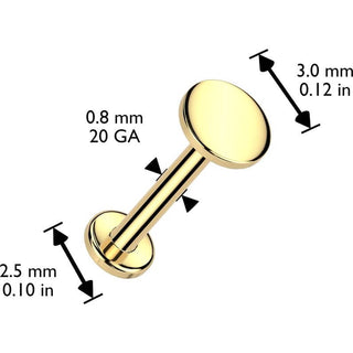 Solid Gold 14 Carat Labret round nose piercing Push-In
