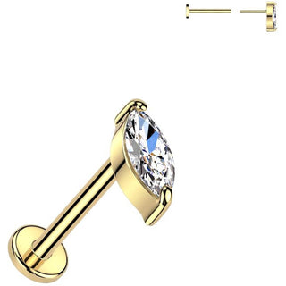 Oro 14kt talla marquesa circonita Push In Labret