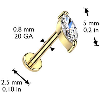 Oro 14kt talla marquesa circonita Push In Labret