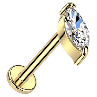 Oro 14kt talla marquesa circonita Push In Labret