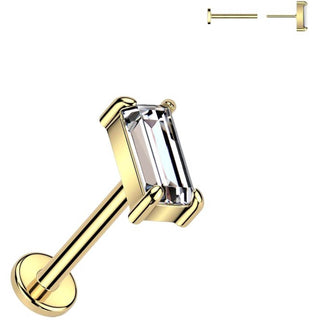 Oro 14kt circonita talla baguette Push In Labret