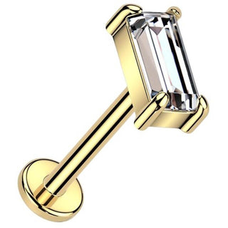 Oro 14kt circonita talla baguette Push In Labret