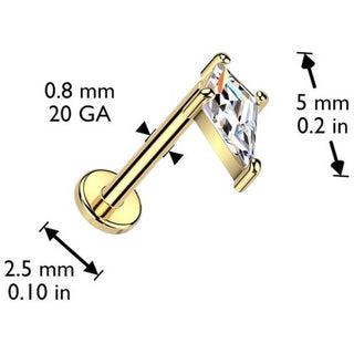 Oro 14kt circonita punta de lanza Push In Labret