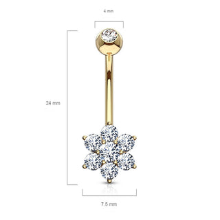 Oro 14kt Piercing ombligo Circonita Flor