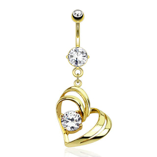 Piercing ombligo Corazón Oro Colgante Circonita