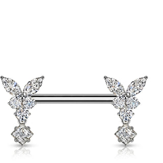 Nipple Piercing butterfly zirconia dangle Push-In