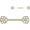 Nipple Piercing cubic zirconia center flower