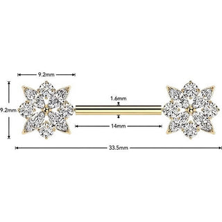 Nipple Piercing flower zirconia Push-In