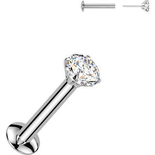 Labret Zirconia Prong setting Silver Push-In