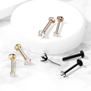 Labret Zirconia prong setting Push-In