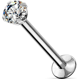 Labret Zirconia Prong setting Silver Push-In