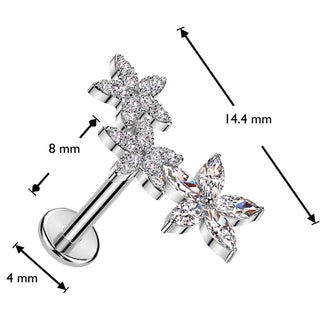Labret flowers zirconia Push-In