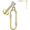 Labret Oval Dangle With Zirconia Push-In