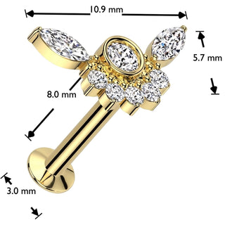 Labret bumblebee bezel setting cluster zirconias Push-In